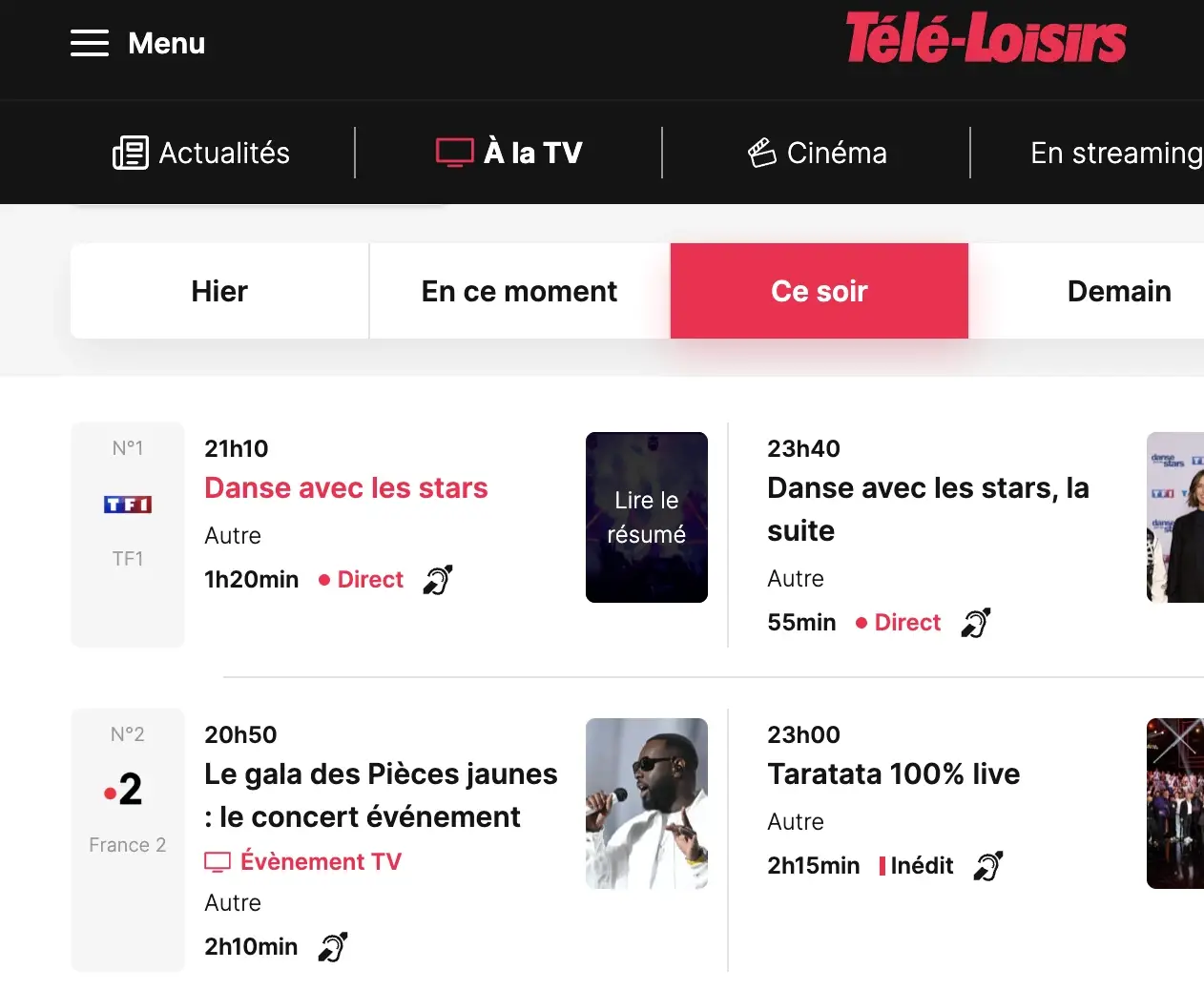 Capture du projet Télé-Loisirs